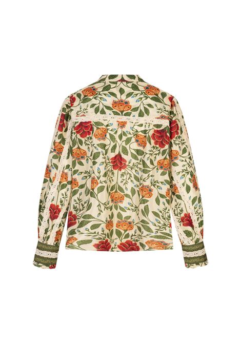 Blusa Sand Garden Tapestry FARM RIO | 332378GARDEN TAPESTRY SAND - 25050